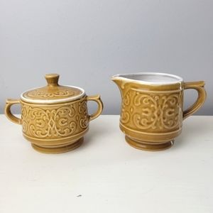 Vintage Japanese Creamer and Sugar Bowl Pottery Ceramics